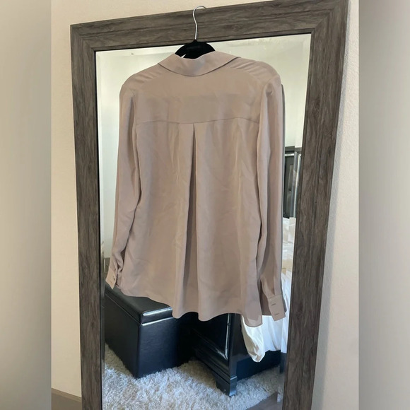 Vince. Cream long sleeve silk button up blouse - Picture 5 of 6